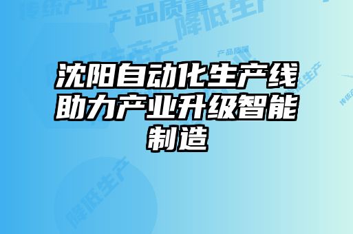 沈陽自動(dòng)化生產(chǎn)線助力產(chǎn)業(yè)升級智能制造