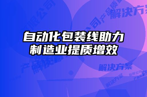 自動化包裝線助力制造業(yè)提質增效