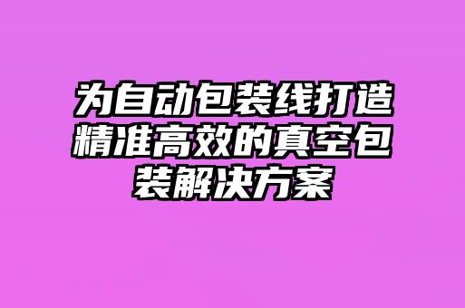 為自動包裝線打造精準(zhǔn)高效的真空包裝解決方案